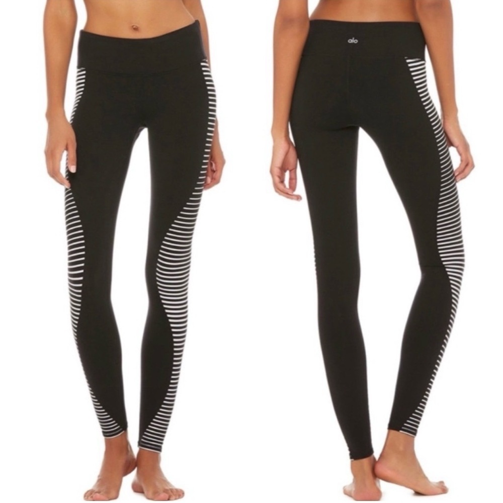 ALO Yoga Airbrush Leggings Black Reflector Yoga Pilates Activewear Athletic XS